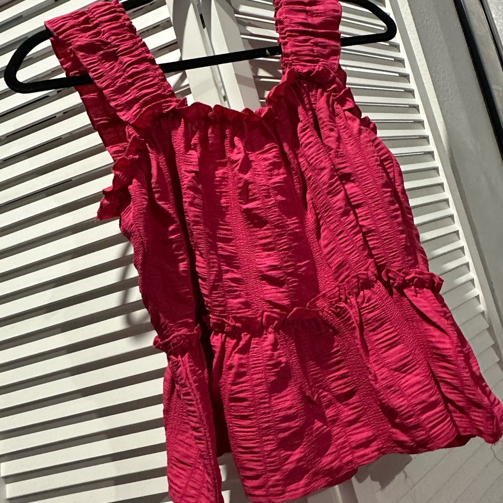 SHEIN Hot Pink Ruffled Tank Top